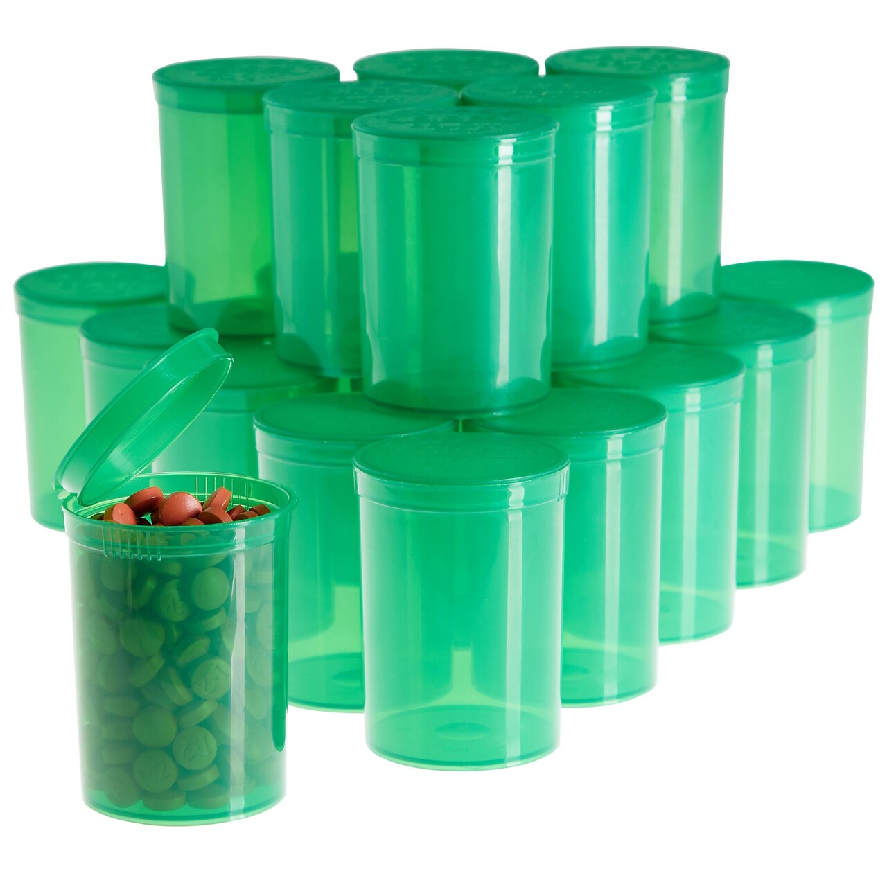20 Pack Empty Pill Bottles with Pop Top Caps, 30 Dram Medicine